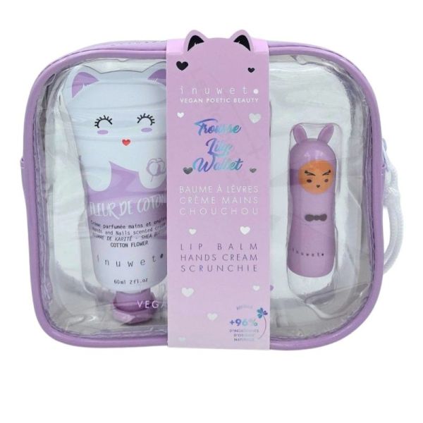Inuwet Lily Wallet Trousse Baume Lèvres Guimauve + Crème Mains + Chouchou