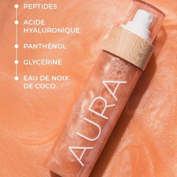 Cocosolis Aura Peptide Shimmer Spray Nude 100 ml – hydrate et illumine la peau