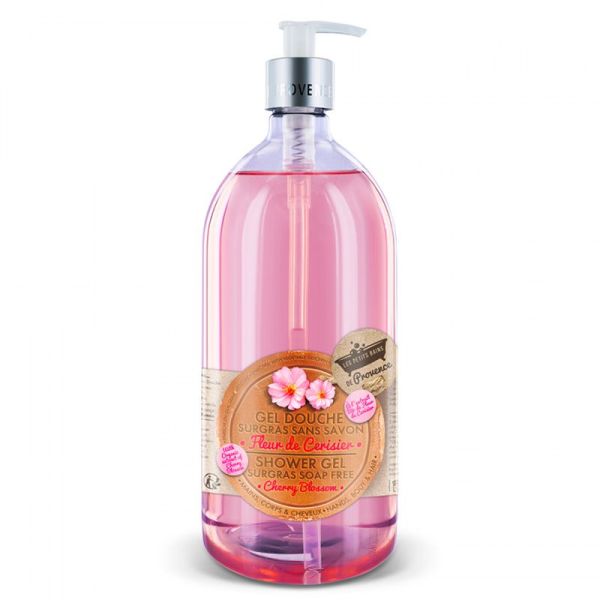 Les Petits Bains de Provence Gel Douche Surgras Sans Savon - Fleurs de Cerisier 1 Litre