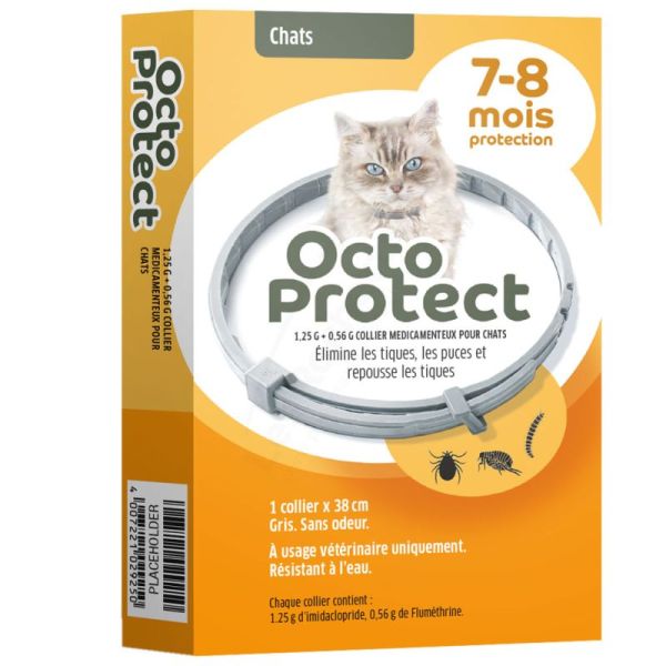 Elanco Octoprotect Collier Anti-puces & tiques - 38 cm - protection antiparasitaire 8 mois pour chat