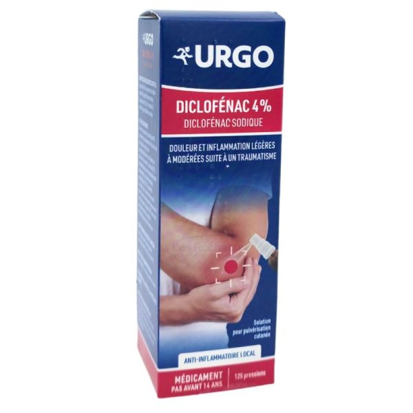 URGO Diclofénac 4% flacon 125 pressions - Solution anti-inflammatoire locale contre la douleur