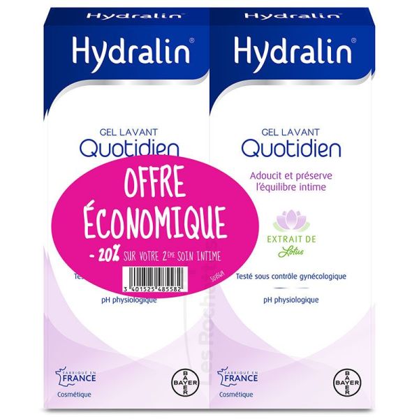 Hydralin Quotidien Gel Lavant Intime - Lot de 2 x 200 ml - Douceur & Protection