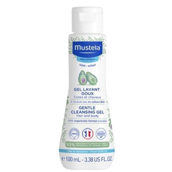 Mustela Gel Lavant Doux à l'Avocat Bio Visage, Cheveux & Corps Bébé Dès la Naissance - 100ml