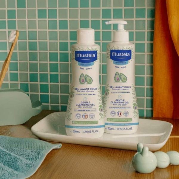 Mustela Gel Lavant Doux Bébé à l'avocat BIO 500 ml - Nettoie en douceur dès la naissance