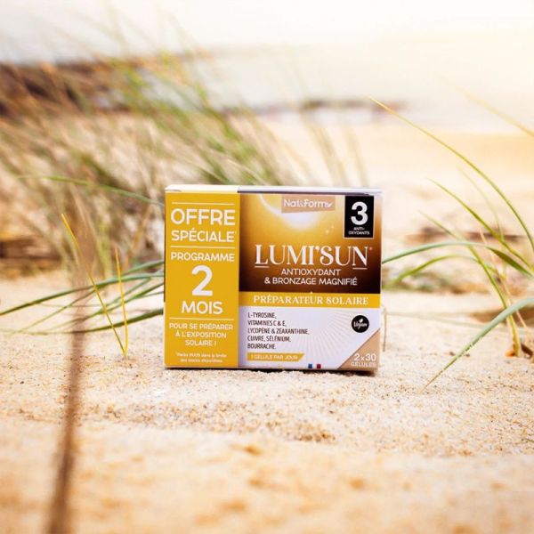 Nat & Form Lumi'Sun Préparateur Solaire Lot de 2 x 30 Gélules – Protection et bronzage magnifié