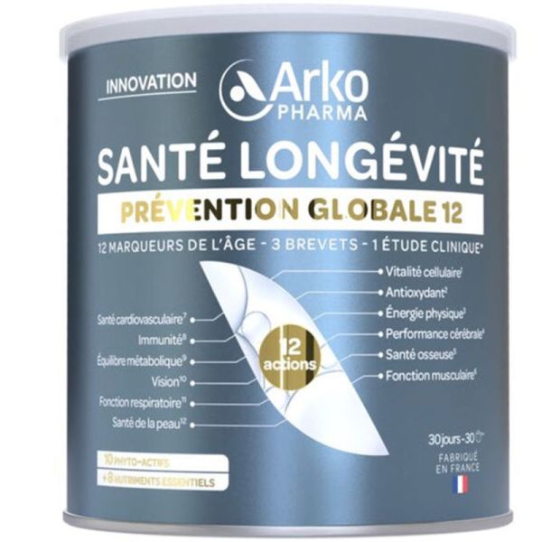 Arkopharma Santé Longévité Prévention Globale 12 285g – Formule anti-âge 12 actions