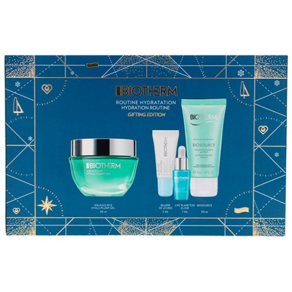 Biotherm Aquasource Coffret Hyalu Plump Gel - Routine Complète de 4 Produits - Apporte Hydratation