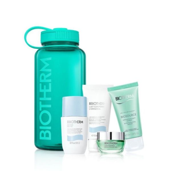 Biotherm Aqua Drop coffret gourde de sport 1L - 4 produits - routine hydratation peau et corps