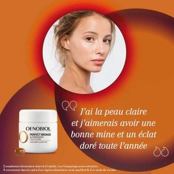 Oenobiol Perfect Bronze Autobronzant - 30 Capsules - Peau Claire - Hâle Naturel et Uniforme