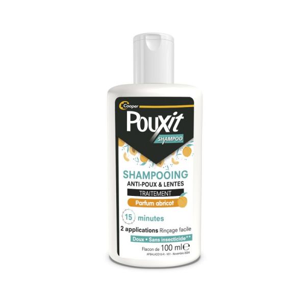 Pouxit Shampooing Traitement Anti-Poux & Lentes - 100ml - Parfum Abricot - Élimine poux et lentes