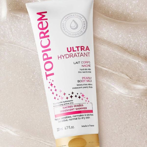 Topicrem Ultra-Hydratant Nacré Corps 200ml – Éclat irisé et hydratation longue durée