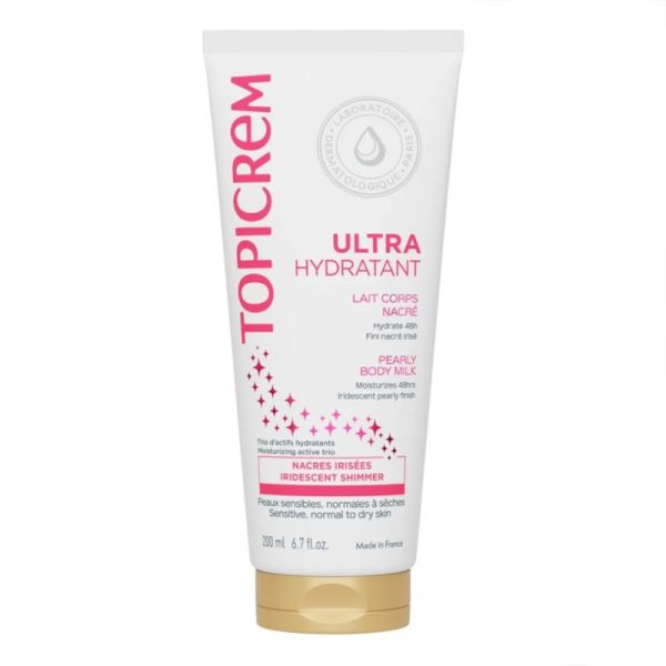 Topicrem Ultra-Hydratant Nacré Corps 200ml – Éclat irisé et hydratation longue durée