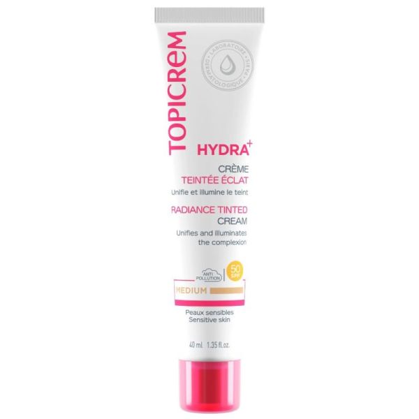 Topicrem Hydra+ Crème Teintée Éclat Médium Hydratation & Unification du Teint des Peaux Déshydratées - 40ml
