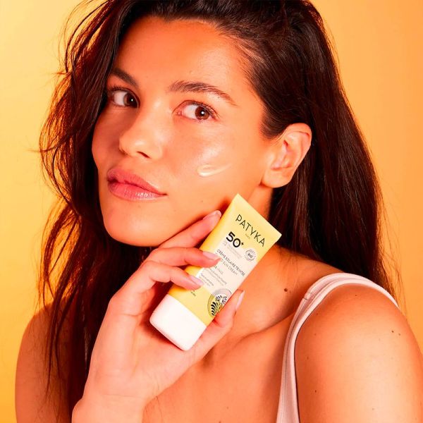 Patyka Crème Solaire Teintée Visage SPF50+ Bio - 40 ml - Unifiez, protégez et illuminez votre peau