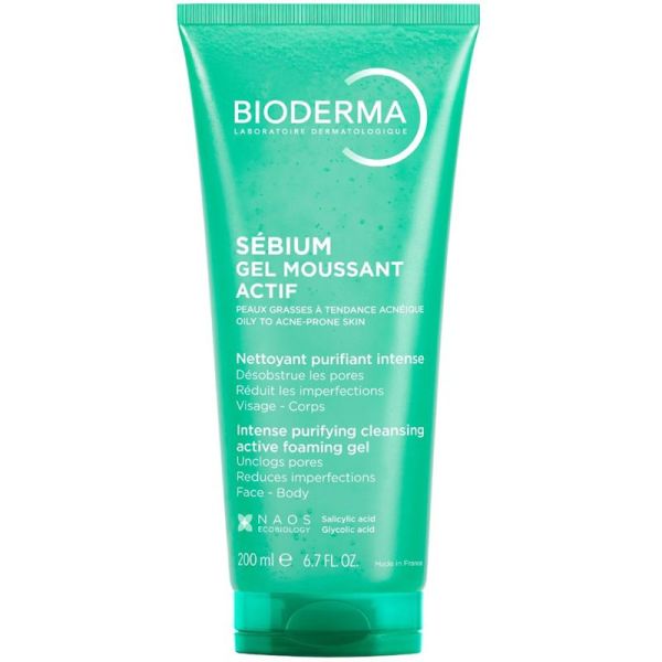 Bioderma Sébium Gel Moussant Actif 200ml – Nettoyant booster anti-imperfections