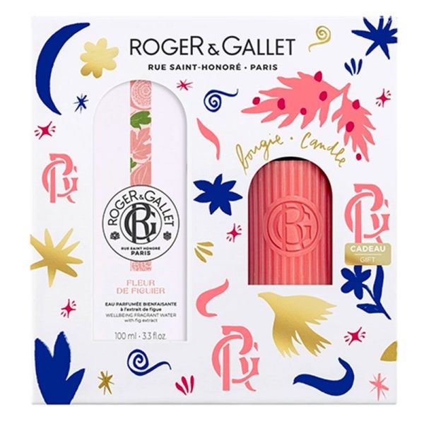 Roger & Gallet Coffret Fleur de Figuier - Eau Parfumée Bienfaisante 100 ml + Bougie 75g OFFERTE