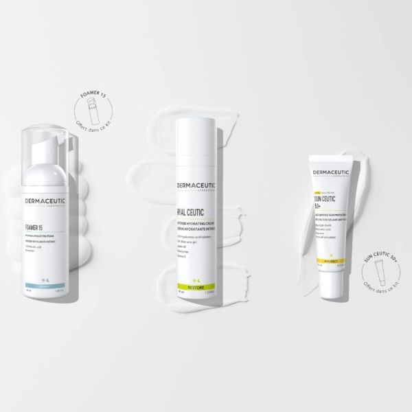Dermaceutic Best Seller Kit Hyal Ceutic Coffret de 3 soins - Exfolie, hydrate intensément et protège la peau