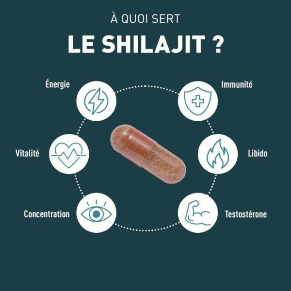 Granions Shilajit 1000 Mg 60 Gélules - Énergie pure, soutien cognitif, récupération améliorée