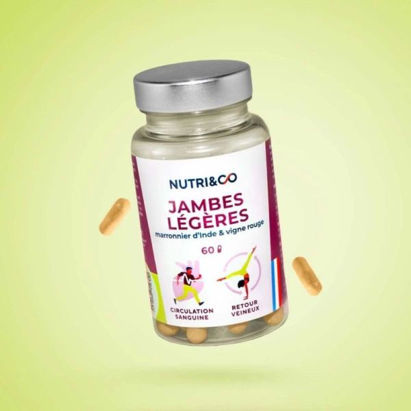 Nutri&Co Jambes Légères - 60 gélules - Circulation veineuse et confort des jambes