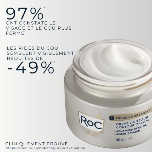 RoC Derm Correxion Crème Contour 50 ml - Resculpte et réduit les rides du cou