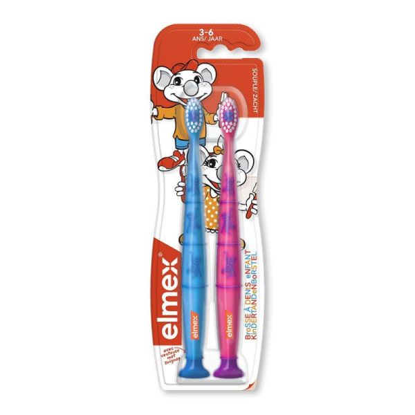 Brosse a dents elmex anti-caries 3-6 ans lot de 2