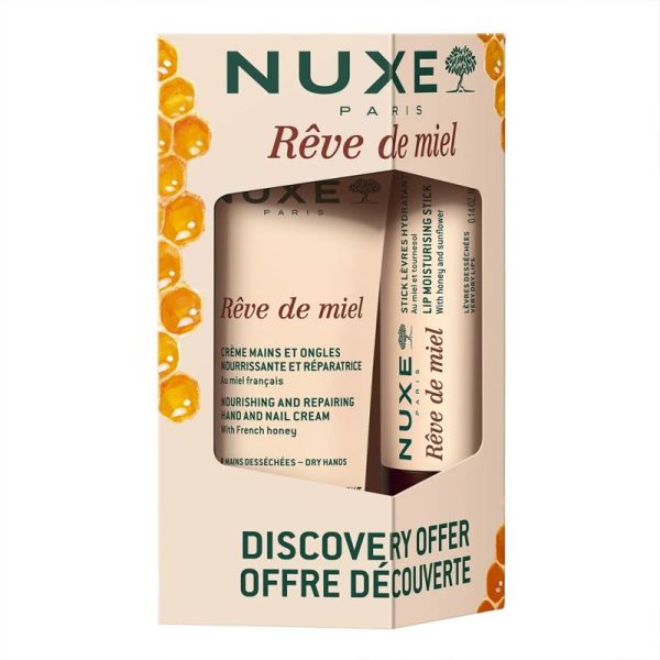 Nuxe Rêve de Miel Duo Soin Mains et Lèvres – Crème 30ml + Stick 4g - Répare et nourrit