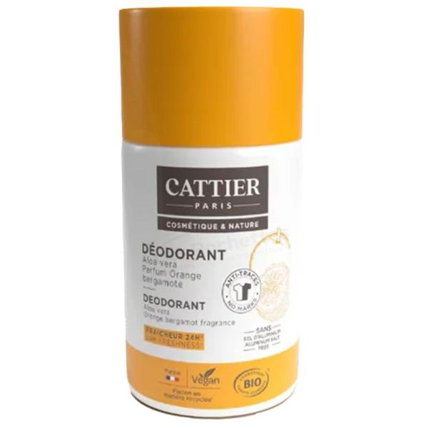 Cattier Déodorant fraîcheur 24h Parfum Orange Bergamote - Fraîcheur naturelle et confort