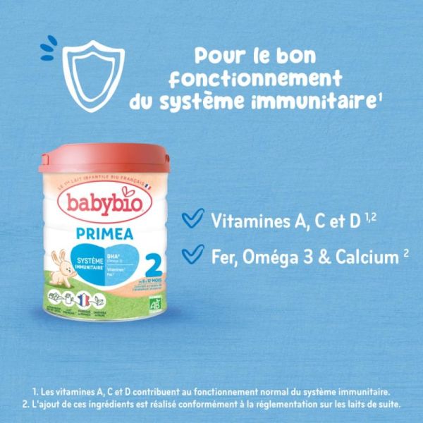 Babybio Primea Bio 2ème âge 6 à 12 mois - 800 g - Lait infantile de suite