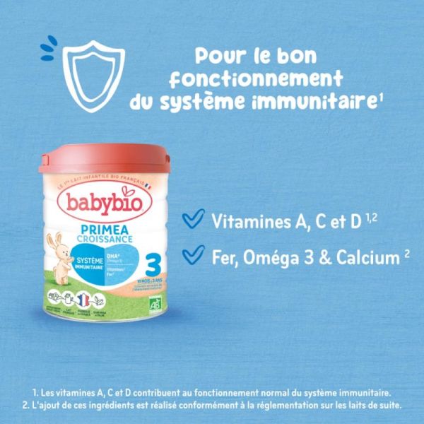 Babybio Primea Bio 3 Croissance dès 10 mois - 800 g - Lait de suite biologique