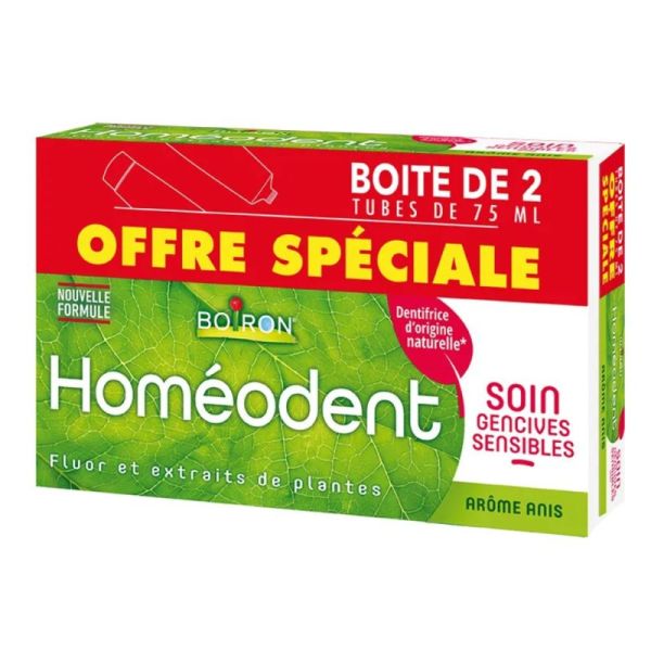 Boiron Homéodent Soin Gencives Sensibles Dentifrice Arôme Anis - Lot de 2 x 75ml