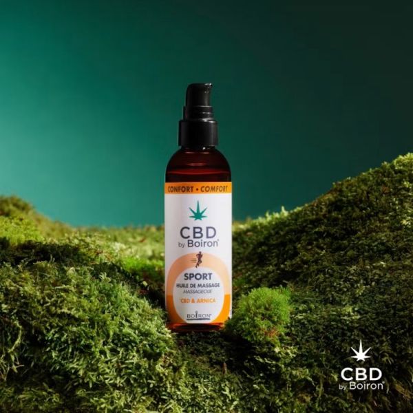 Boiron Huile de Massage Sport CBD & Arnica 100ml - Soulage les tensions musculaires et favorise la récupération