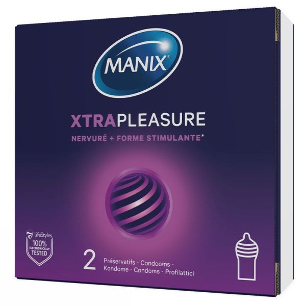Manix Xtra Pleasure - 2 Préservatifs - Nervuré & Forme stimulante