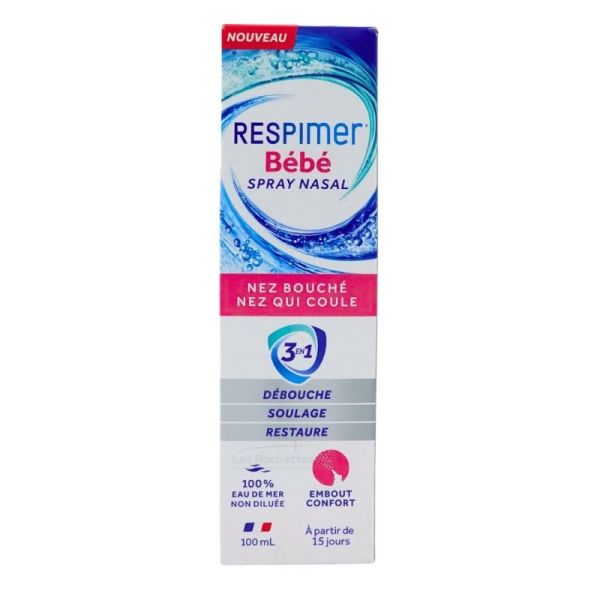 Respimer Bébé Nez Bouché Spray Nasal - 100 ml - Débouche, soulage et restaure la respiration