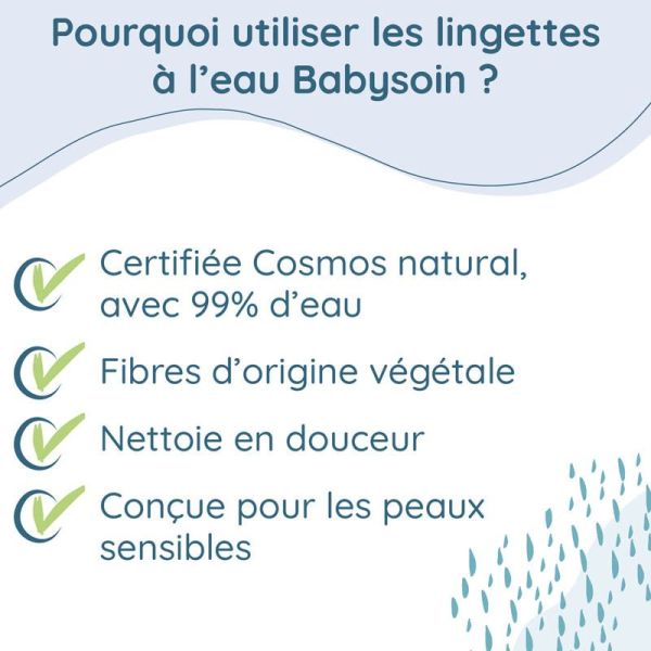 Babysoin Lingettes À l'Eau Bio Bébé - 4 x 60 Lingettes - Nettoyage doux dès la naissance