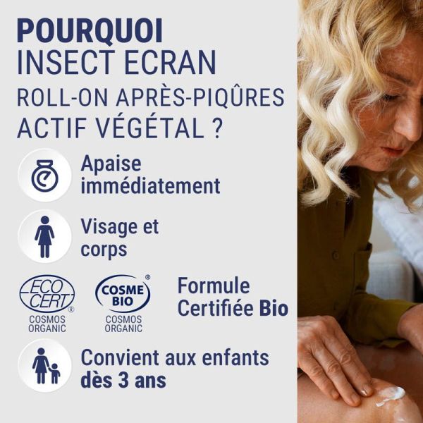 Insect Écran Roll-On Apaisant Après-Piqures Bio - 15ml - Soulagement immédiat naturel