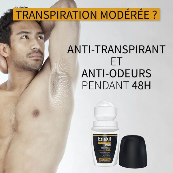 Etiaxil Men Anti-Transpirant Contrôle 48h Roll-On - Lot de 2 x 150ml