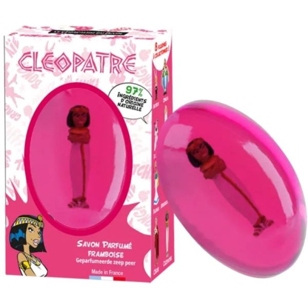 Le Comptoir du Bain Savon Solide Framboise et sa figurine Cléopâtre - Nettoie la peau délicate des enfants en s'amusant