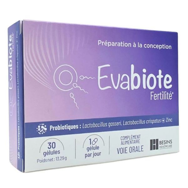 Besins Healthcare Evabiote Fertilité 30 gélules - Préparation à la conception, probiotiques et zinc