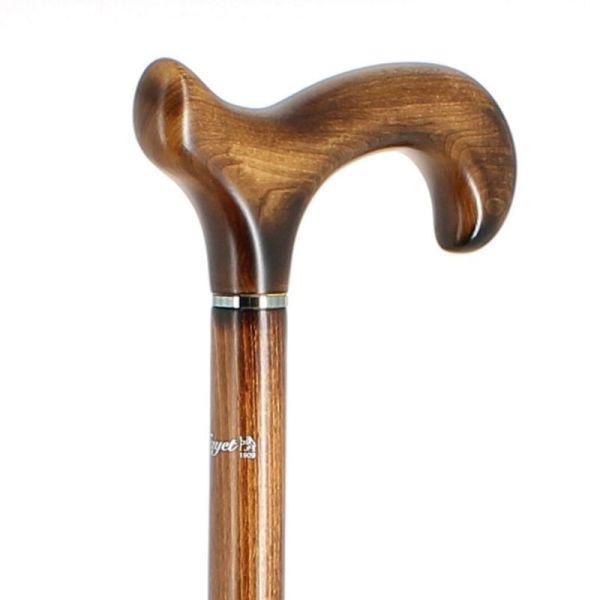 Cannes Fayet Canne de Marche En Hêtre Flambé Avec Poignée Crochet en Érable