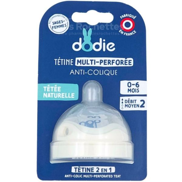 Dodie Tétine de Rechange Multi-Perforée Anti-Colique Débit Moyen 0-6 mois – Tétée naturelle et confort