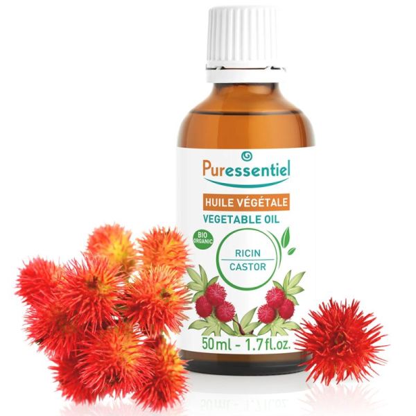 Puressentiel Huile Végétale Ricin Bio 50 ml – Fortifiant capillaire, soin des ongles et booster de pousse
