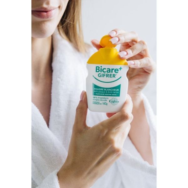 Gifrer Bicare+ Poudre Blancheur Fraîcheur - 60g - Menthe Verte - Anti-taches & haleine fraîche