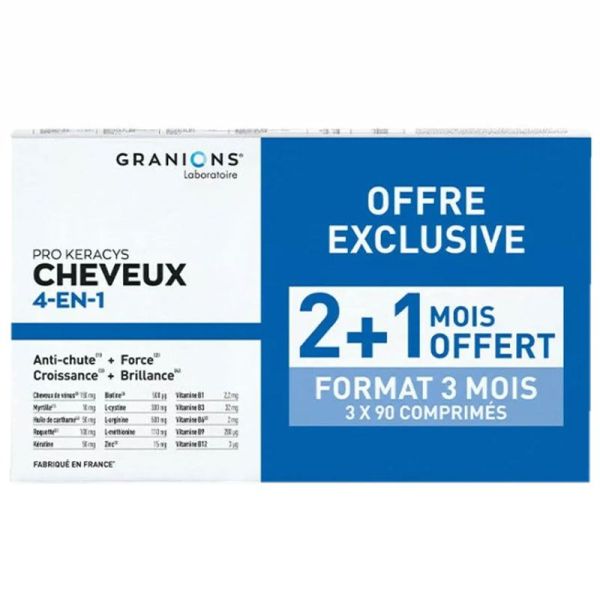Granions Pro Keracys Cheveux Anti-Chute Force Croissance Brillance - 3x90comprimés