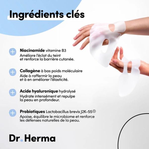 Dr Herma Masque Hydrogel Hydrate Illumine Raffermit Tous Types de Peaux
