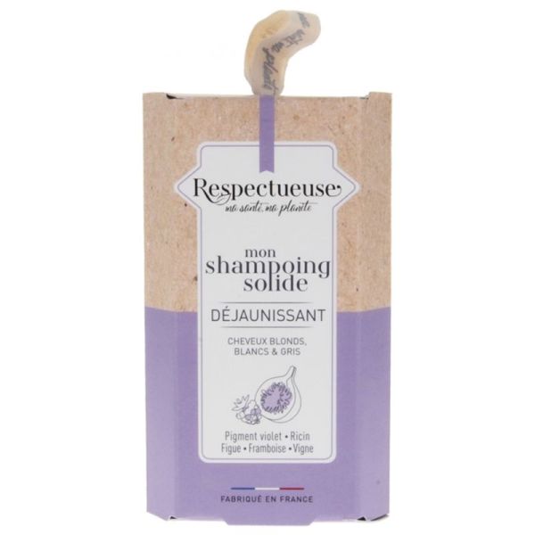 Respectueuse Shampoing Solide Déjaunissant - 75 g - Neutralise les reflets jaunes et sublime les cheveux clairs