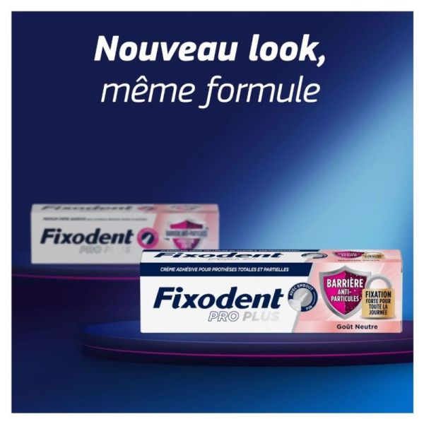 Fixodent Pro Plus Barrière Anti-Particules Crème Adhésive Prothèse Dentaire Arôme Neutre - 40g