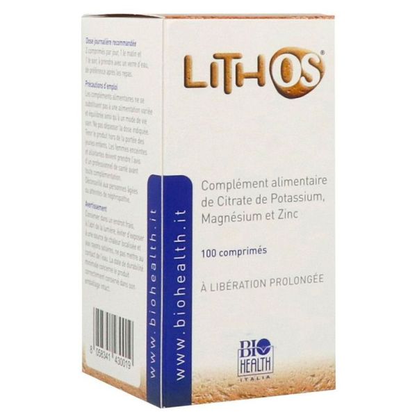 Bio Health Lithos - Citrate de Potassium, Magnésium, Zinc - 100 Comprimés