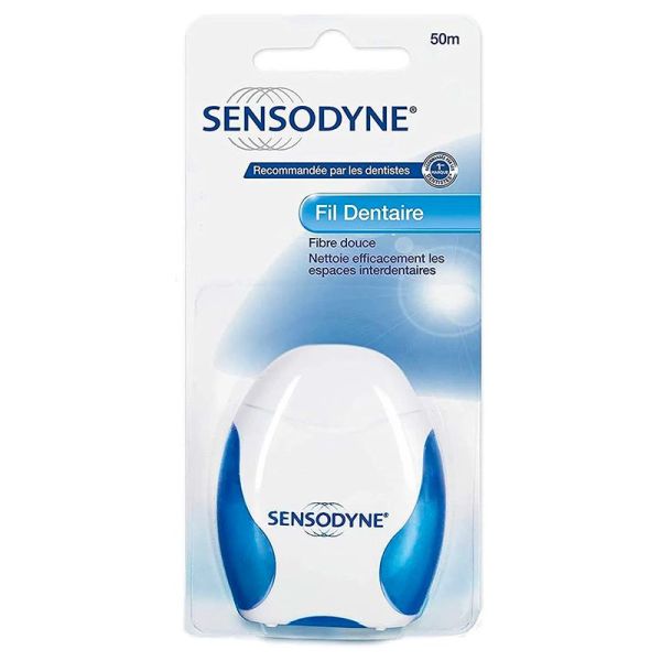 Sensodyne Fil Dentaire Fluoré - Boîte de 50m - Nettoyage en douceur des espaces interdentaires sensibles