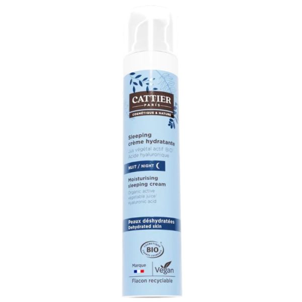 Cattier Sleeping Crème Hydratante Nuit Peaux Déshydratées Bio 50ml – Récupération et éclat