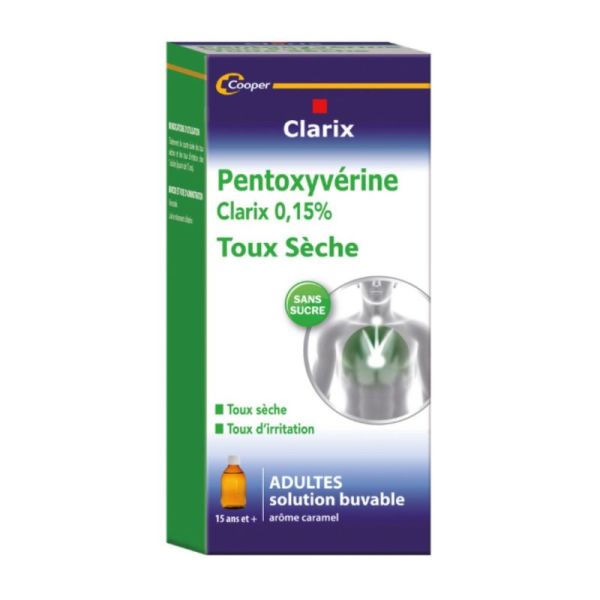 Cooper Clarix Sirop Toux Sèche Pentoxyvérine 0,15% Adultes Toux Sèche - 200 ml